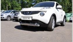 17 799 р. Защита переднего бампера (2 трубыØ63 и 42 мм, нержавейка) SLITKOFF  Nissan Juke  1 YF15 (2010-2014) дорестайлинг  с доставкой в г. Керчь. Увеличить фотографию 2