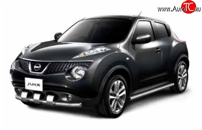 12 399 р. Одинарная защита переднего бампера Petroil-Tuning 63 мм с зубьями  Nissan Juke  1 YF15 (2010-2014) дорестайлинг (Нержавеющая полированная сталь)  с доставкой в г. Керчь