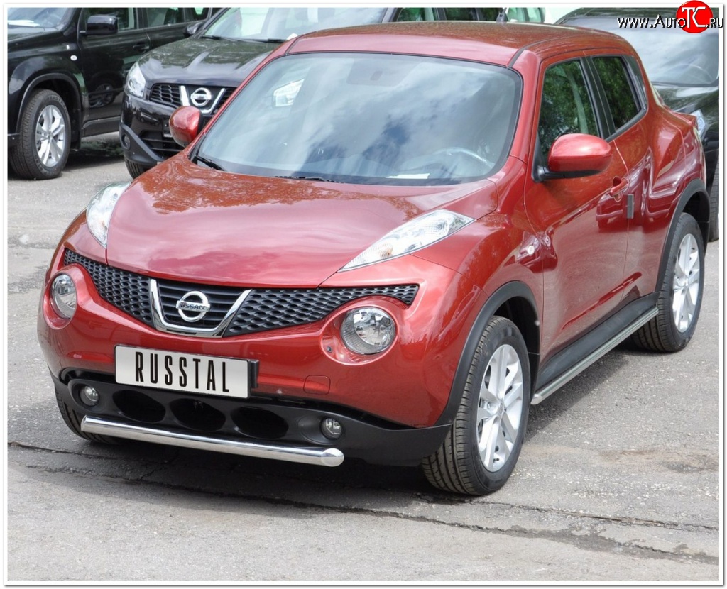 14 249 р. Одинарная защита переднего бампера SLITKOFF диаметром 63 мм  Nissan Juke  1 YF15 (2010-2014) дорестайлинг  с доставкой в г. Керчь