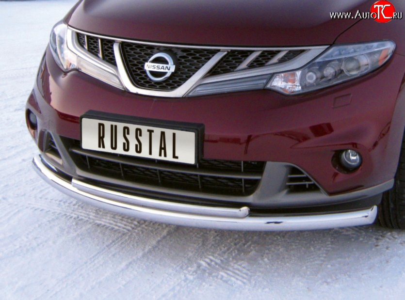 18 849 р. Защита переднего бампера (2 трубыØ63 и 42 мм, нержавейка) SLITKOFF  Nissan Murano  2 Z51 (2010-2016) рестайлинг  с доставкой в г. Керчь