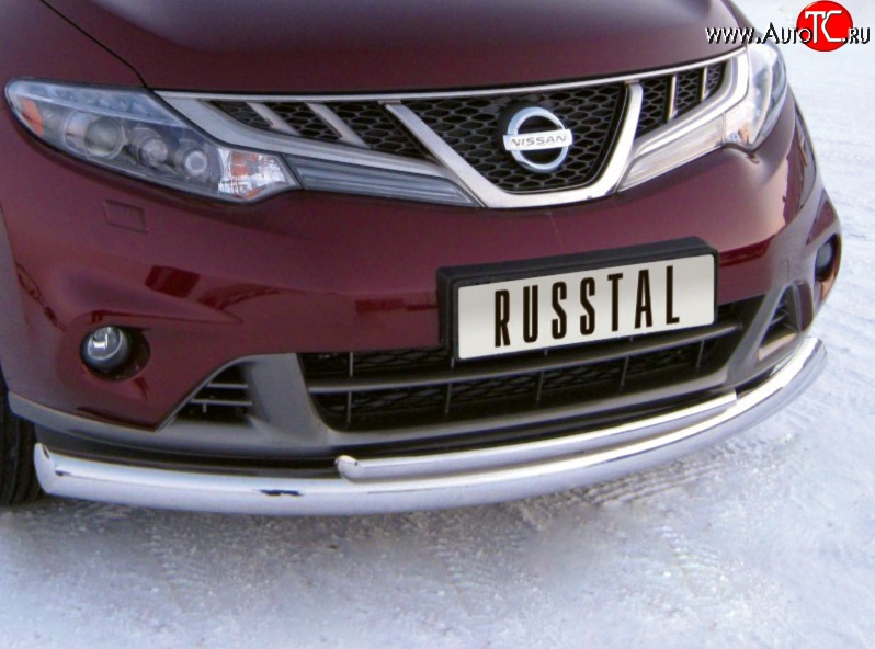 19 449 р. Защита переднего бампера (2 трубыØ76 и 42 мм, нержавейка) SLITKOFF  Nissan Murano  2 Z51 (2010-2016) рестайлинг  с доставкой в г. Керчь