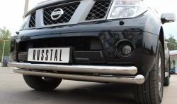 20 399 р. Защита переднего бампера (2 трубыØ76 и 63 мм, нержавейка) SLITKOFF Nissan Pathfinder R51 дорестайлинг (2004-2007)  с доставкой в г. Керчь. Увеличить фотографию 2