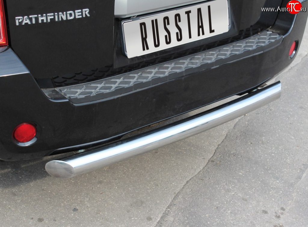 18 299 р. Защита заднего бампера (Ø76 мм, нержавейка) SLITKOFF Nissan Pathfinder R51 дорестайлинг (2004-2007)  с доставкой в г. Керчь