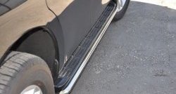 9 999 р. Защита порогов Russtal из круглой трубы диаметром 42 мм Nissan Patrol 6 Y62 дорестайлинг (2010-2014) (Защита порогов с со скосами на торцах (вариант 1))  с доставкой в г. Керчь. Увеличить фотографию 2