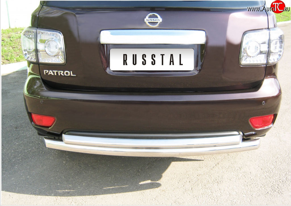19 549 р. Защита заднего бампера (Ø76 мм, нержавейка) SLITKOFF  Nissan Patrol  6 (2010-2014) Y62 дорестайлинг  с доставкой в г. Керчь