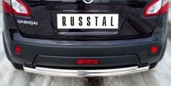 Защита заднего бампера (Ø63 и 42 мм, нержавейка) SLITKOFF Nissan Qashqai  1 (2010-2013) J10 рестайлинг (полированная нержавейка)