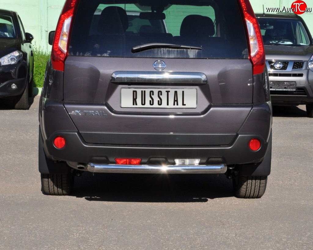 8 799 р. Защита заднего бампера (Ø63 мм, нержавейка) Russtal Nissan X-trail 2 T31 рестайлинг (2010-2015)  с доставкой в г. Керчь