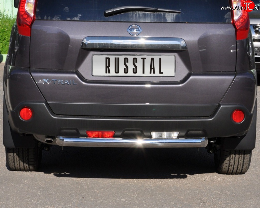 8 799 р. Защита заднего бампера (Ø76 мм, нержавейка) Russtal Nissan X-trail 2 T31 рестайлинг (2010-2015)  с доставкой в г. Керчь
