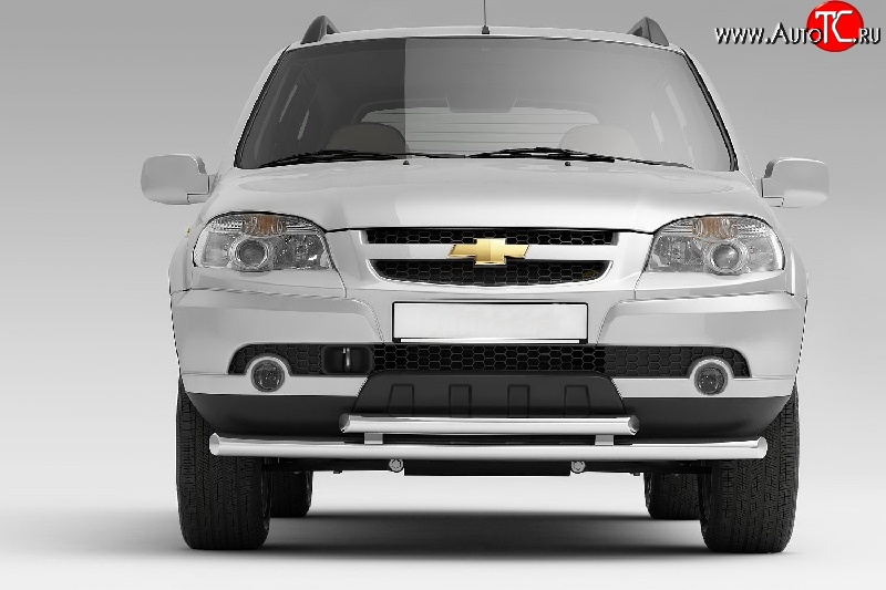 8 499 р. Защита переднего бампера Petroil Tuning (Ø63/51 мм)  Chevrolet Niva  2123 (2009-2020), Лада 2123 (Нива Шевроле) (2009-2021) (Нержавеющая полированная сталь)  с доставкой в г. Керчь