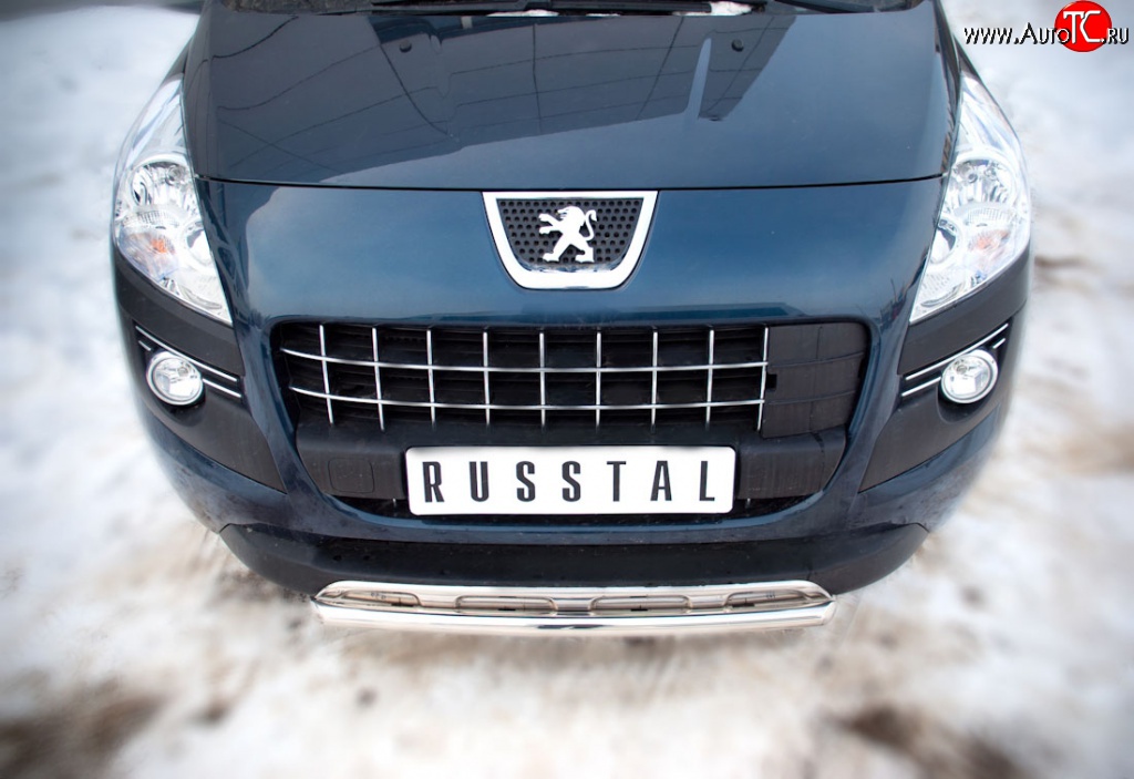 12 999 р. Защита переднего бампера (Ø 42 мм, нержавейка) SLITKOFF  Peugeot 3008 (2009-2013) дорестайлинг  с доставкой в г. Керчь