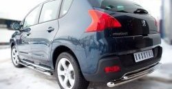 16 499 р. Защита заднего бампера (Ø 63 и 42 мм, нержавейка) SLITKOFF Peugeot 3008 дорестайлинг (2009-2013)  с доставкой в г. Керчь. Увеличить фотографию 2