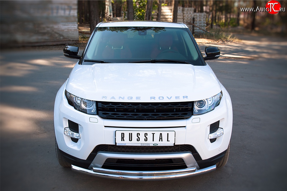 18 949 р. Защита переднего бампера (Dynamic, 2 трубыØ63 и 42 мм, нержавейка) SLITKOFF  Land Rover Range Rover Evoque  1 L538 (2011-2015) дорестайлинг 3 дв., дорестайлинг 5 дв.  с доставкой в г. Керчь