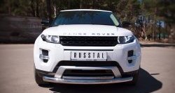 Защита переднего бампера (2 трубыØ76 и 42 мм, нержавейка) SLITKOFF Land Rover Range Rover Evoque  1 L538 (2011-2015) дорестайлинг 3 дв., дорестайлинг 5 дв.