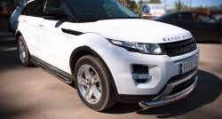 24 549 р. Защита порогов с пластиковыми вставками для ног SLITKOFF из круглой трубы диаметром 76 мм (Dynamic)  Land Rover Range Rover Evoque  1 L538 (2011-2015) дорестайлинг 5 дв.  с доставкой в г. Керчь. Увеличить фотографию 3