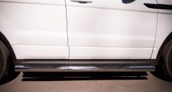 24 549 р. Защита порогов с пластиковыми вставками для ног SLITKOFF из круглой трубы с закругленными торцами диаметром 76 мм (Dynamic)  Land Rover Range Rover Evoque  1 L538 (2011-2015) дорестайлинг 5 дв.  с доставкой в г. Керчь. Увеличить фотографию 2