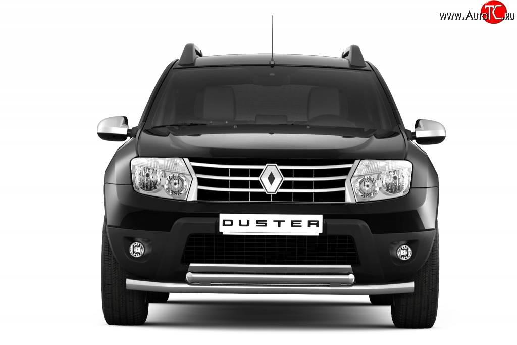 14 599 р. Защита переднего бампера двойная из труб d63/51 мм Petroil Tuning.  Renault Duster  HS (2010-2021) дорестайлинг, рестайлинг (Нержавеющая полированная сталь)  с доставкой в г. Керчь