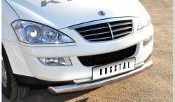 10 949 р. Защита переднего бампера (2 трубыØ63 и 42 мм, нержавейка) Russtal SSANGYONG Kyron дорестайлинг (2005-2007)  с доставкой в г. Керчь. Увеличить фотографию 2