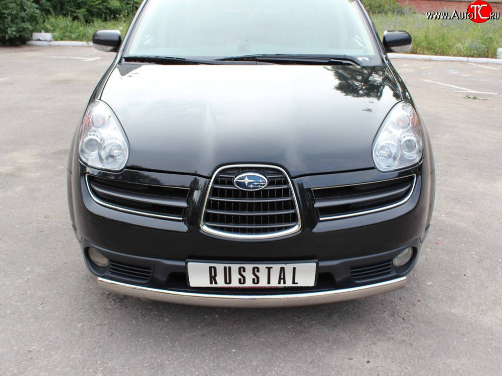 11 249 р. Защита переднего бампера (Ø75х42 мм, нержавейка) Russtal Subaru Tribeca (2005-2007)  с доставкой в г. Керчь