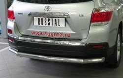 Защита заднего бампера (Ø76 мм, нержавейка) SLITKOFF Toyota Highlander  XU40 (2010-2013) рестайлинг