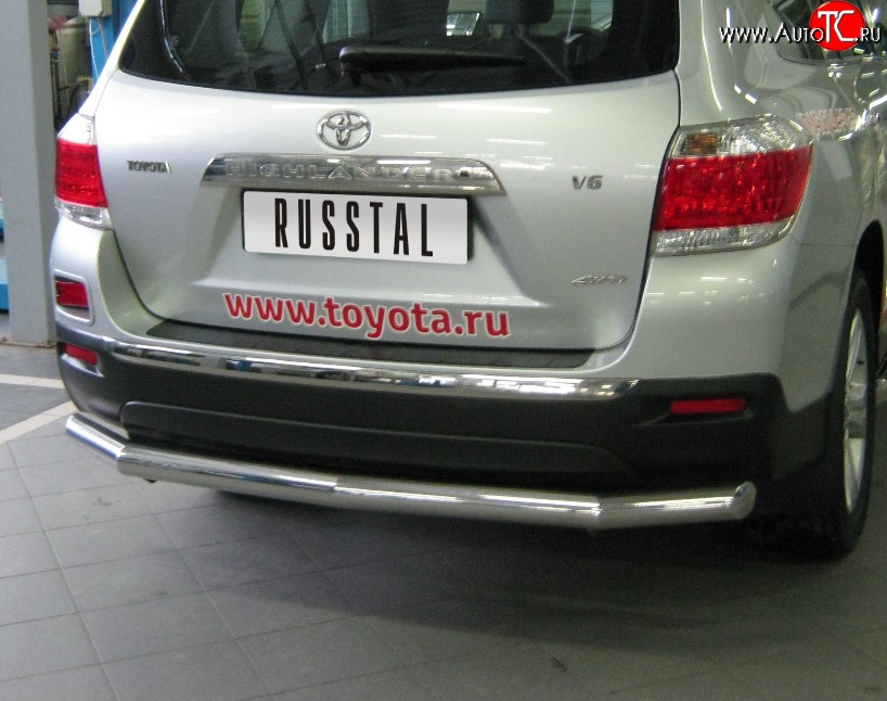 17 849 р. Защита заднего бампера (Ø76 мм, нержавейка) SLITKOFF  Toyota Highlander  XU40 (2010-2013) рестайлинг  с доставкой в г. Керчь