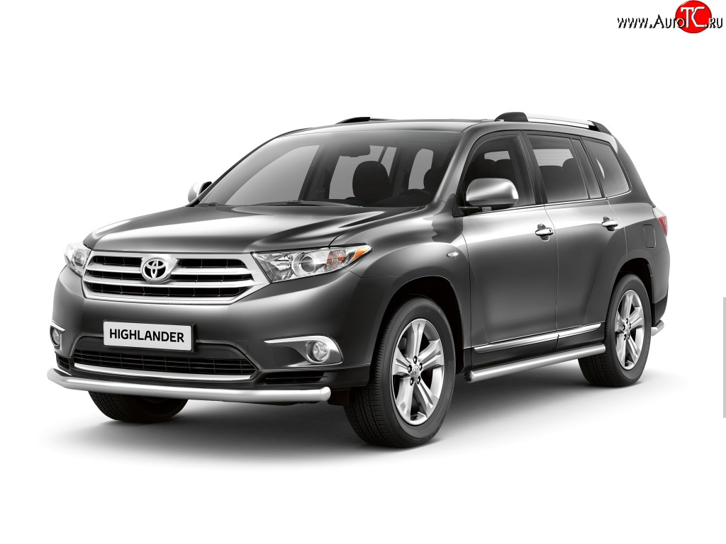 4 899 р. Одинарная защита переднего бампера Petroil Tuning диаметром 63 мм  Toyota Highlander  XU40 (2010-2013) рестайлинг  с доставкой в г. Керчь