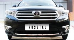 11 599 р. Защита переднего бампера (Ø75х42 мм, нержавейка) Russtal Toyota Highlander XU40 рестайлинг (2010-2013)  с доставкой в г. Керчь. Увеличить фотографию 3