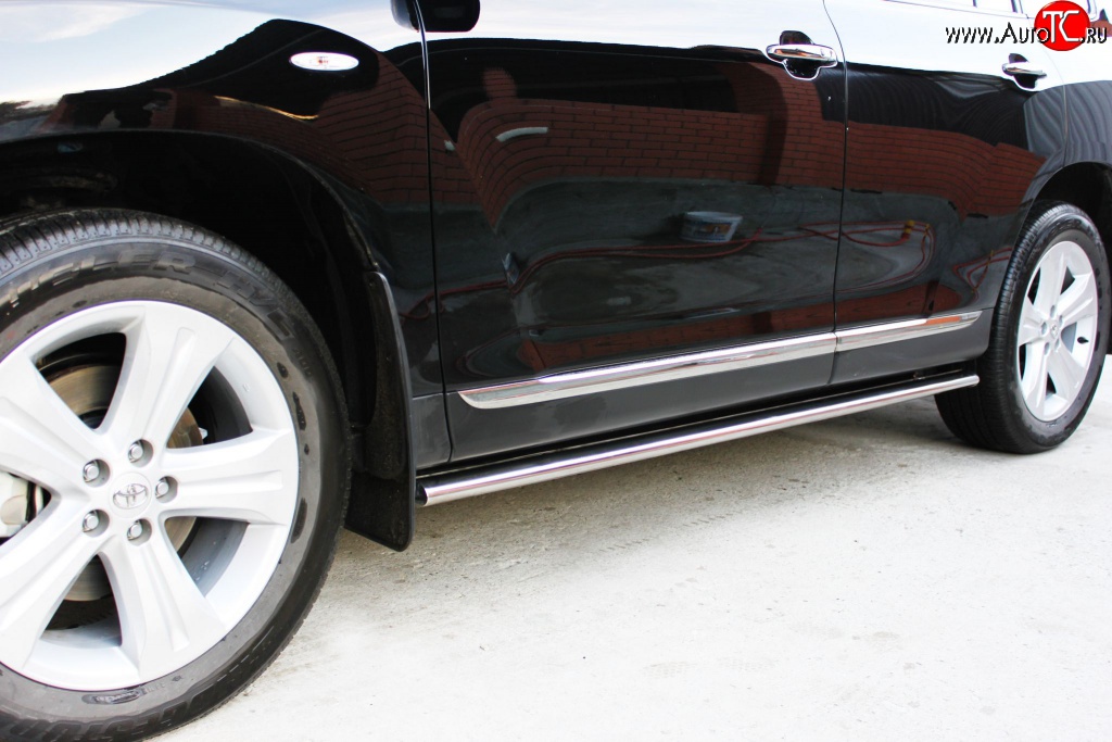 26 199 р. Защита порогов Russtal из овальной трубы диаметром 75x45 мм Toyota Highlander XU40 рестайлинг (2010-2013)  с доставкой в г. Керчь