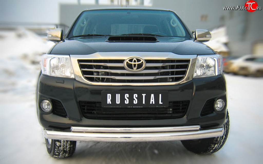 19 999 р. Защита переднего бампера (2 трубыØ76 и 42 мм, нержавейка) SLITKOFF Toyota Hilux AN20,AN30  2-ой рестайлинг (2011-2016)  с доставкой в г. Керчь