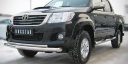 19 999 р. Защита переднего бампера (2 трубыØ76 и 42 мм, нержавейка) SLITKOFF Toyota Hilux AN20,AN30  2-ой рестайлинг (2011-2016)  с доставкой в г. Керчь. Увеличить фотографию 2