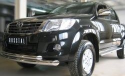 20 399 р. Защита переднего бампера (2 трубыØ76 и 63 мм, нержавейка) SLITKOFF Toyota Hilux AN20,AN30  2-ой рестайлинг (2011-2016)  с доставкой в г. Керчь. Увеличить фотографию 2