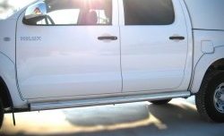 77 999 р. Защита порогов Russtal из круглой трубы диаметром 76 мм Toyota Hilux AN20,AN30  2-ой рестайлинг (2011-2016) (Защита порогов с со скосами на торцах (вариант 1))  с доставкой в г. Керчь. Увеличить фотографию 2