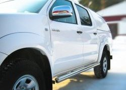 77 999 р. Защита порогов Russtal из круглой трубы диаметром 76 мм Toyota Hilux AN20,AN30  2-ой рестайлинг (2011-2016) (Защита порогов с со скосами на торцах (вариант 1))  с доставкой в г. Керчь. Увеличить фотографию 3