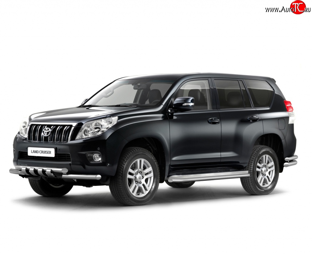 17 899 р. Защита порогов из трубы Ø51 Petroil Tuning. Toyota Land Cruiser Prado J150 дорестайлинг (2009-2013) (Нержавеющая полированная сталь)  с доставкой в г. Керчь