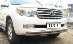 23 999 р. Защита переднего бампера (2 трубыØ63 мм, нержавейка) SLITKOFF  Toyota Land Cruiser  200 (2007-2012) дорестайлинг  с доставкой в г. Керчь. Увеличить фотографию 2