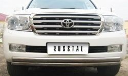 23 999 р. Защита переднего бампера (2 трубыØ63 мм, нержавейка) SLITKOFF  Toyota Land Cruiser  200 (2007-2012) дорестайлинг  с доставкой в г. Керчь. Увеличить фотографию 3