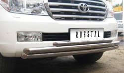 33 999 р. Тройная защита переднего бампера SLITKOFF из труб диаметром 63, 63 и 42 мм  Toyota Land Cruiser  200 (2007-2012) дорестайлинг  с доставкой в г. Керчь. Увеличить фотографию 3