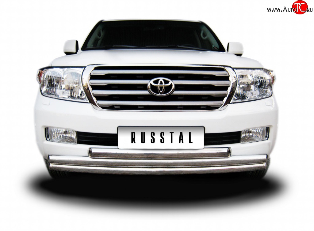 35 949 р. Тройная защита переднего бампера SLITKOFF из труб диаметром по 63 мм  Toyota Land Cruiser  200 (2007-2012) дорестайлинг  с доставкой в г. Керчь