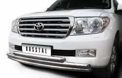 35 949 р. Тройная защита переднего бампера SLITKOFF из труб диаметром по 63 мм  Toyota Land Cruiser  200 (2007-2012) дорестайлинг  с доставкой в г. Керчь. Увеличить фотографию 2