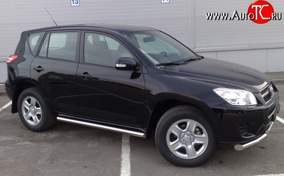 77 999 р. Защита порогов Russtal 76 мм Toyota RAV4 XA30 5 дв. 2-ой рестайлинг (2010-2013) (Защита порогов с со скосами на торцах (вариант 1))  с доставкой в г. Керчь