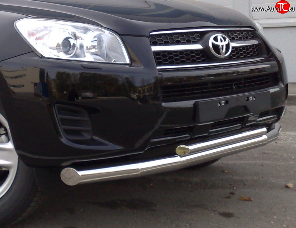 14 449 р. Защита переднего бампера (2 трубыØ76 и 42 мм, нержавейка) SLITKOFF Toyota RAV4 XA30 5 дв. удлиненный 1-ый рестайлинг (2009-2010)  с доставкой в г. Керчь