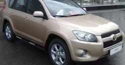 83 999 р. Защита порогов Russtal из трубы d76 мм с пластиковыми вставками для ног Toyota RAV4 XA30 5 дв. удлиненный 1-ый рестайлинг (2009-2010) (Защита порогов с со скосами на торцах (вариант 1))  с доставкой в г. Керчь. Увеличить фотографию 2