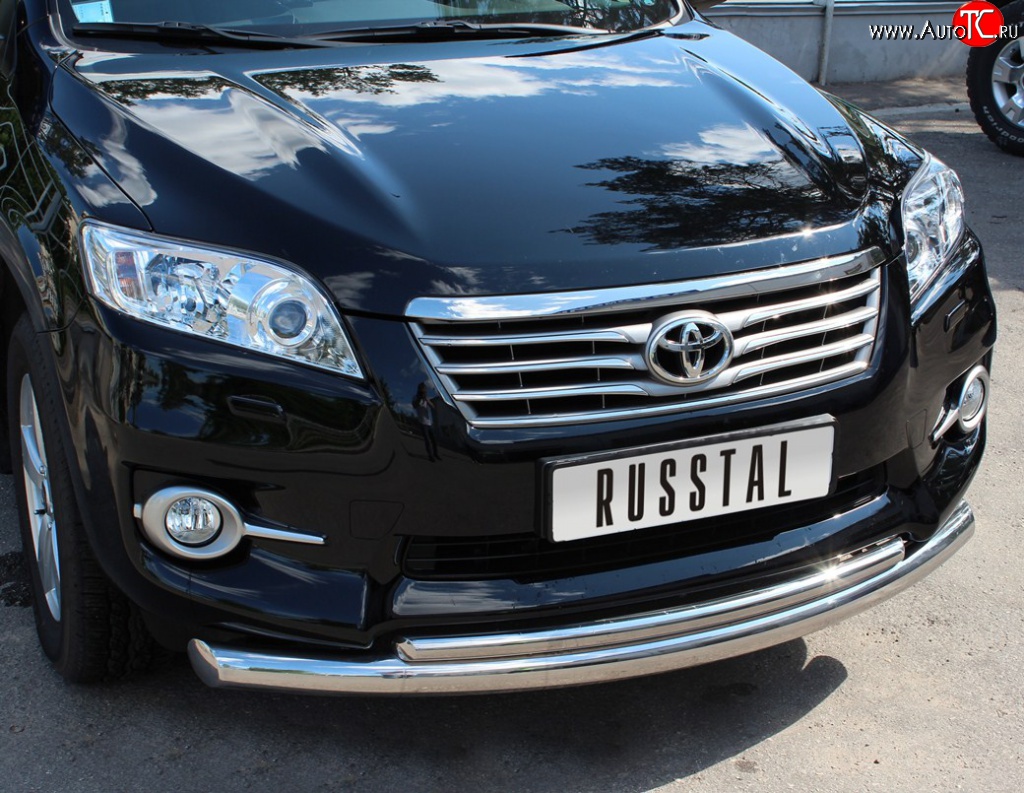 19 999 р. Защита переднего бампера (2 трубыØ76 и 42 мм, нержавейка) SLITKOFF Toyota RAV4 XA30 5 дв. удлиненный 2-ой рестайлинг (2010-2013)  с доставкой в г. Керчь