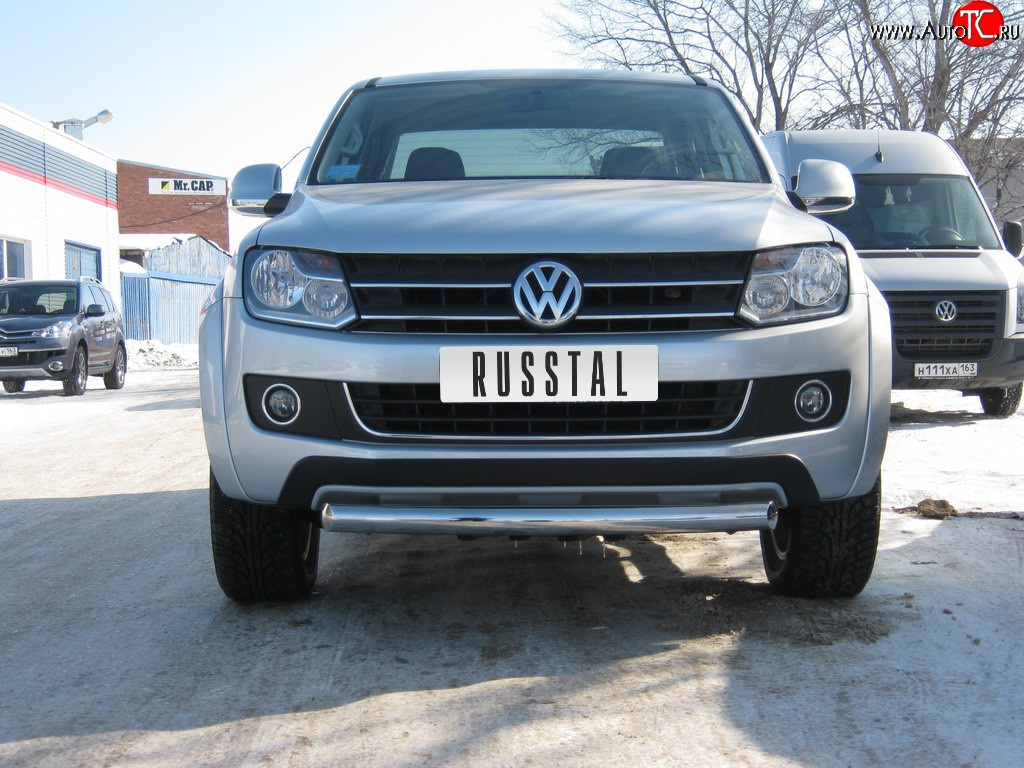 11 099 р. Одинарная защита переднего бампера Russtal диаметром 76 мм Volkswagen Amarok дорестайлинг (2009-2016)  с доставкой в г. Керчь