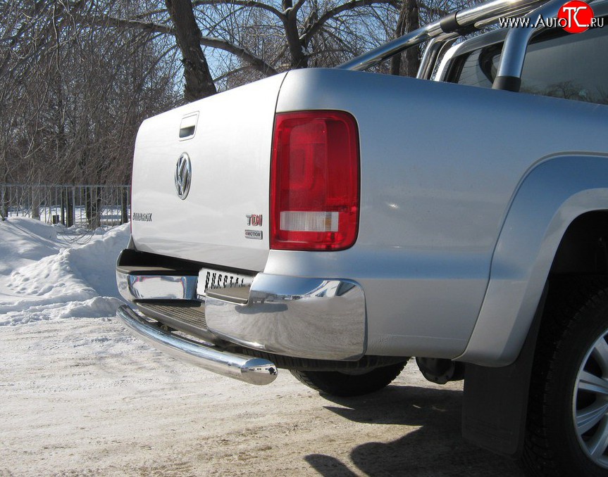 9 999 р. Защита заднего бампера (Ø76 мм, нержавейка) Russtal Volkswagen Amarok дорестайлинг (2009-2016)  с доставкой в г. Керчь