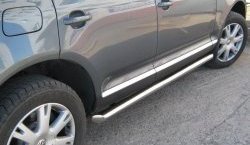 Защита порогов (Ø63 мм, нержавейка) SLITKOFF Volkswagen Touareg  GP (2006-2010) рестайлинг (торцы 45°)
