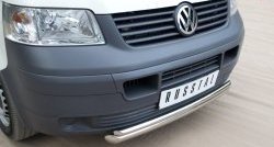 16 999 р. Защита переднего бампера (2 трубыØ63 и 42 мм, нержавейка) SLITKOFF  Volkswagen Transporter  T5 (2003-2009) дорестайлинг  с доставкой в г. Керчь. Увеличить фотографию 2