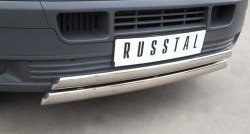 16 849 р. Защита переднего бампера (2 трубыØ75х42 мм, нержавейка) Russtal Volkswagen Transporter T5 дорестайлинг (2003-2009)  с доставкой в г. Керчь. Увеличить фотографию 2