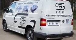 12 749 р. Правая защита порога SLITKOFF из круглой трубы диаметром 63 мм с заглушкой  Volkswagen Transporter  T5 (2003-2009) дорестайлинг  с доставкой в г. Керчь. Увеличить фотографию 2
