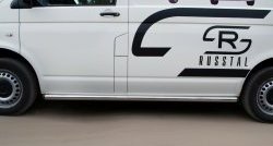 12 749 р. Правая защита порога SLITKOFF из круглой трубы диаметром 63 мм с заглушкой  Volkswagen Transporter  T5 (2003-2009) дорестайлинг  с доставкой в г. Керчь. Увеличить фотографию 3