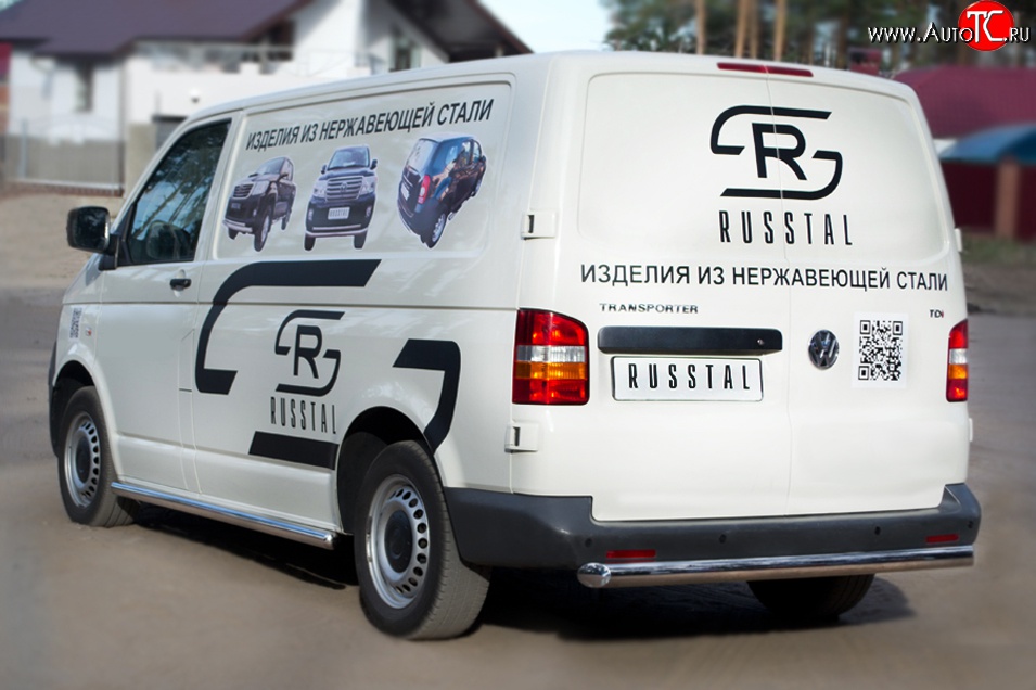 15 799 р. Защита заднего бампера (Ø63 мм, нержавейка) SLITKOFF  Volkswagen Transporter  T5 (2003-2009) дорестайлинг  с доставкой в г. Керчь